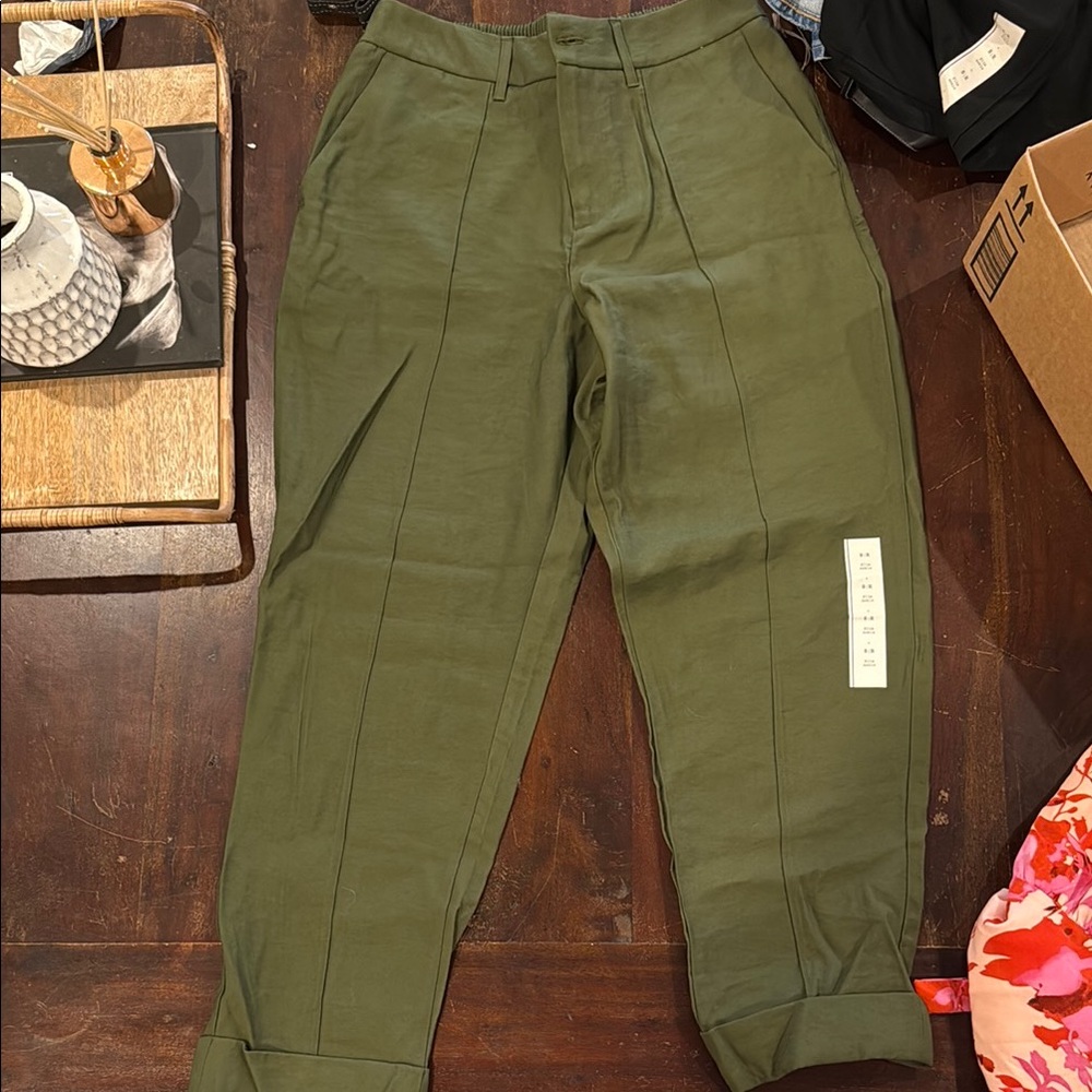 Target Green Ankle Cropped Pants with Tapered Fit
